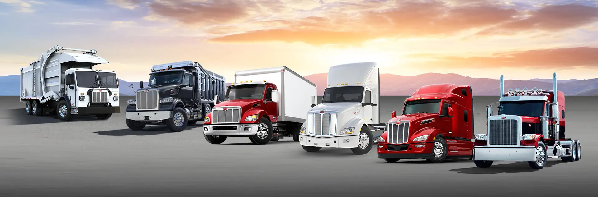 Banner Background - Peterbilt offers the widest lineup of vehicles and configurations in the industry, along with financing and leasing options, to help you get the truck you need at a competitive price.