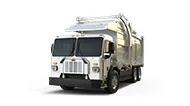 Peterbilt Model 520EV Electric White Truck with Silver Refuse Garbage Collection Body Isolated - Thumbnail