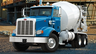 Peterbilt Model 365 Vocational Blue Truck with White Concrete Mixer Body Isolated - Thumbnail